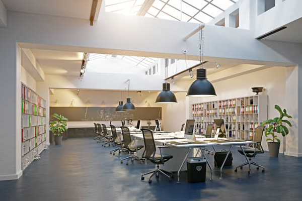 modern loft area office interior. 3d rendering design concept